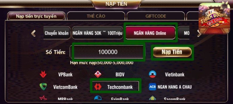 Chi Tiết 4 Cách Nạp Tiền TDTC Tiện Lợi, Giao Dịch Nhanh 2 Nạp tiền TDTC hỗ trợ hầu hết các ngân hàng nội địa